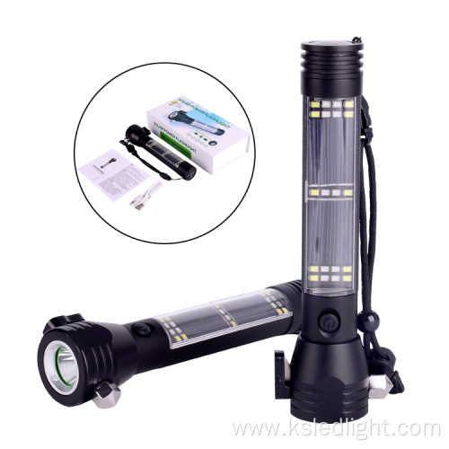 Flashlight With Emergency Safety Hammer Cutter Compass